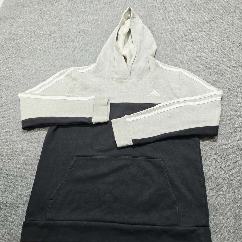 Adidas Colorblock Pullover Hoodie Gray Black Youth XL 18/20
